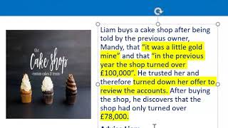 How to apply misrepresentation Liam cupcake scenario [upl. by Caria]