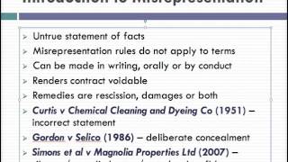 Misrepresentation Lecture 1 of 4 [upl. by Middendorf28]